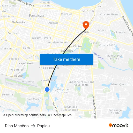Dias Macêdo to Papicu map