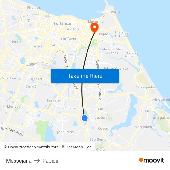Messejana to Papicu map