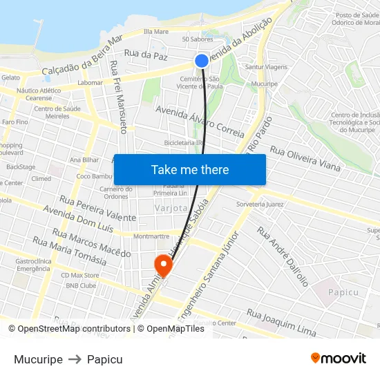 Mucuripe to Papicu map