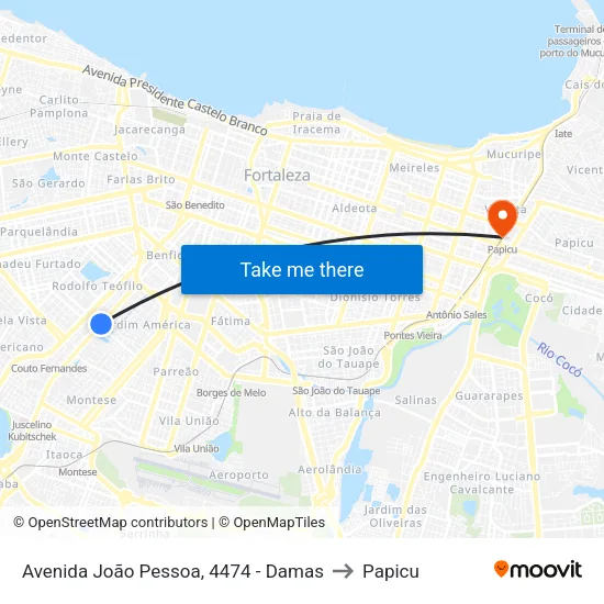 Avenida João Pessoa, 4474 - Damas to Papicu map