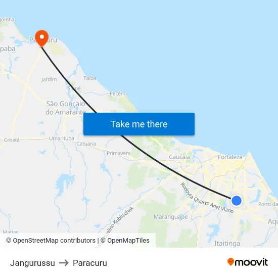 Jangurussu to Paracuru map