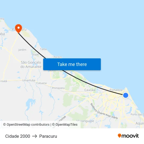 Cidade 2000 to Paracuru map