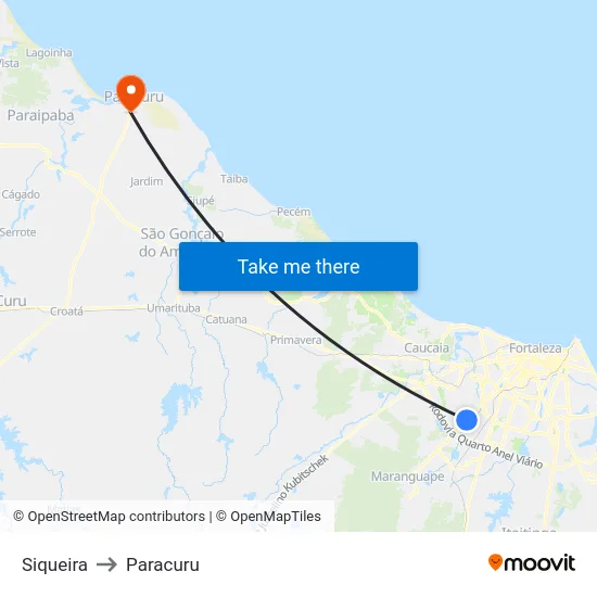 Siqueira to Paracuru map