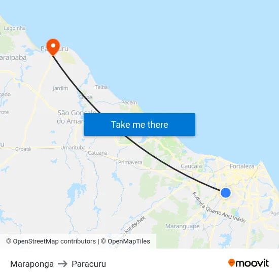 Maraponga to Paracuru map