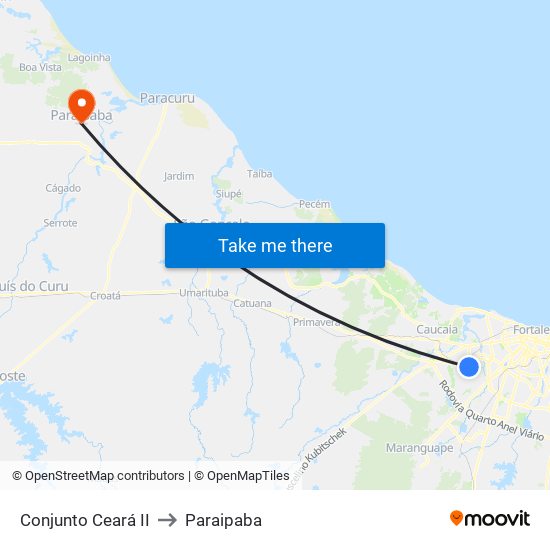 Conjunto Ceará II to Paraipaba map