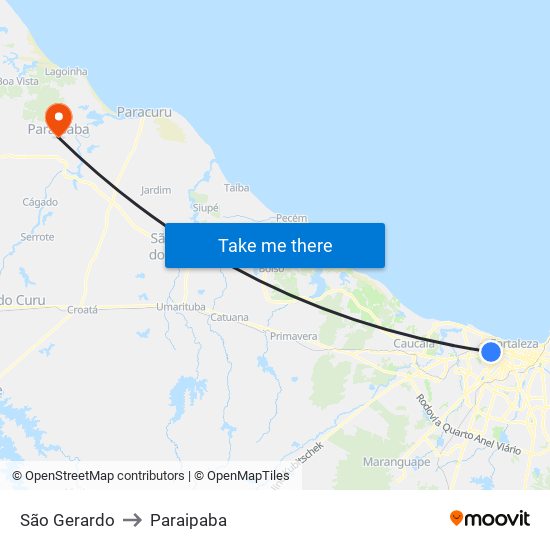 São Gerardo to Paraipaba map