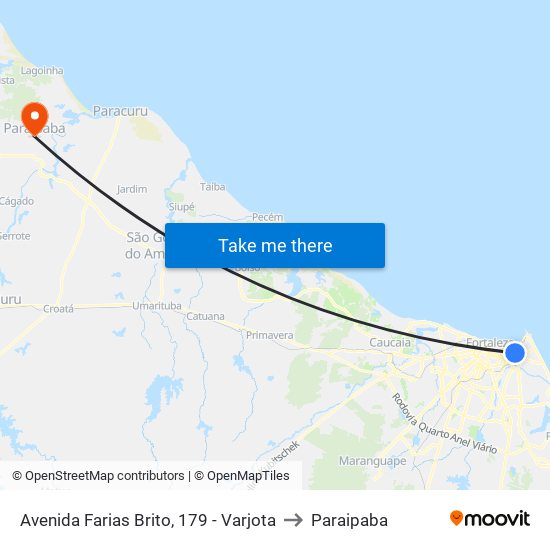 Avenida Farias Brito, 179 - Varjota to Paraipaba map
