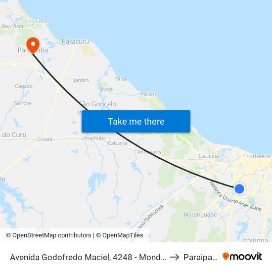 Avenida Godofredo Maciel, 4248 - Mondubim to Paraipaba map