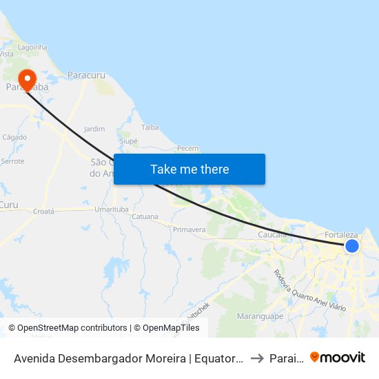 Avenida Desembargador Moreira | Equatorial Trade Center - Aldeota to Paraipaba map