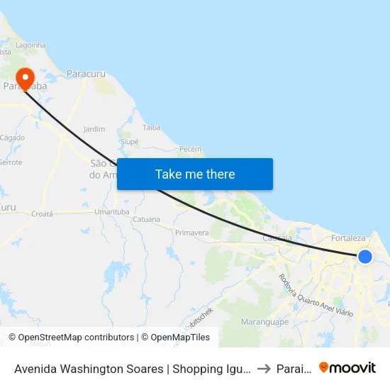 Avenida Washington Soares | Shopping Iguatemi - Edson Queiroz to Paraipaba map