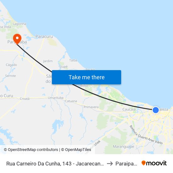 Rua Carneiro Da Cunha, 143 - Jacarecanga to Paraipaba map