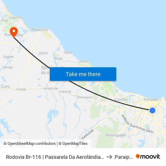 Rodovia Br-116 | Passarela Da Aerolândia - Aerolândia to Paraipaba map