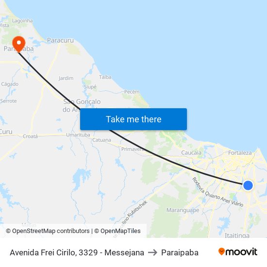 Avenida Frei Cirilo, 3329 - Messejana to Paraipaba map