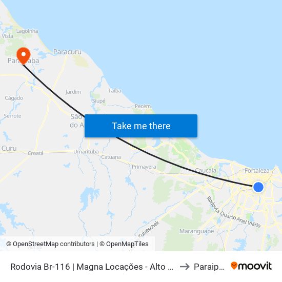 Rodovia Br-116 | Magna Locações - Alto Da Balança to Paraipaba map