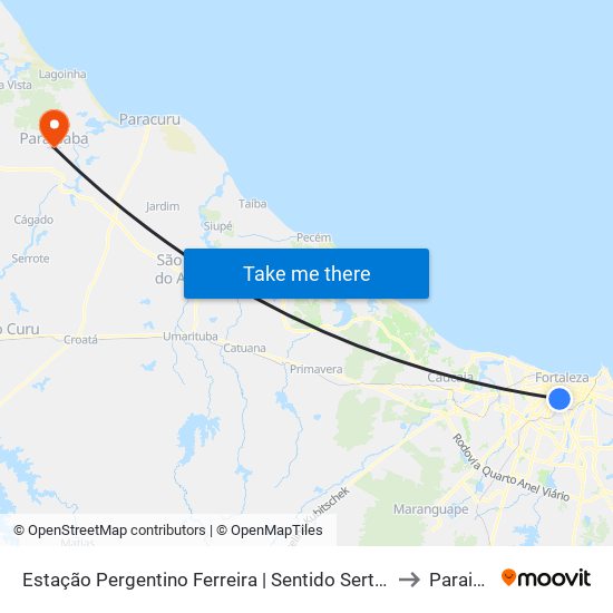 Estação Pergentino Ferreira | Sentido Sertão (Brt Fortaleza) to Paraipaba map