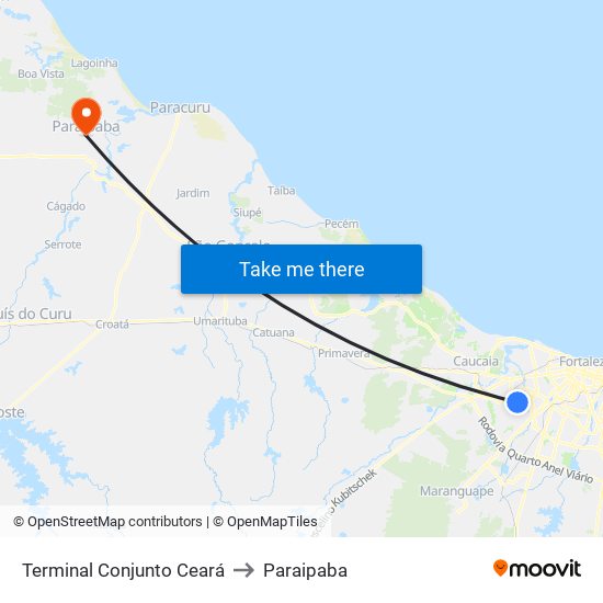 Terminal Conjunto Ceará to Paraipaba map