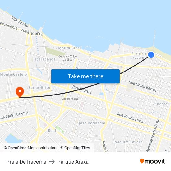 Praia De Iracema to Parque Araxá map