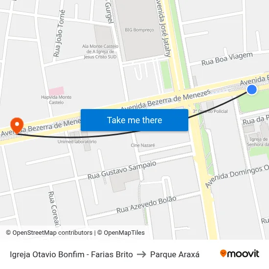 Igreja Otavio Bonfim - Farias Brito to Parque Araxá map