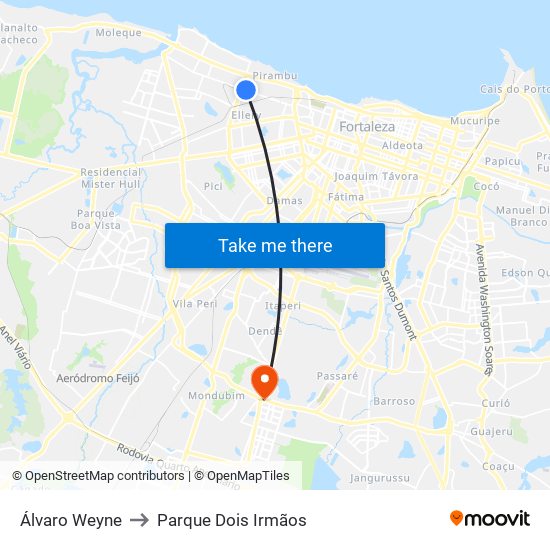 Álvaro Weyne to Parque Dois Irmãos map