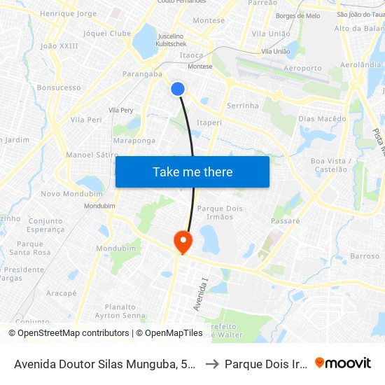 Avenida Doutor Silas Munguba, 524 - Itaperi to Parque Dois Irmãos map