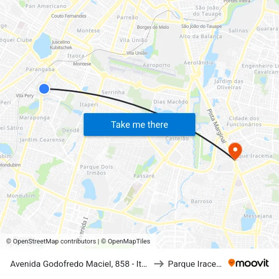 Avenida Godofredo Maciel, 858 - Itaperi to Parque Iracema map