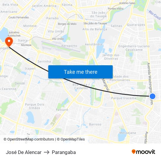 José De Alencar to Parangaba map