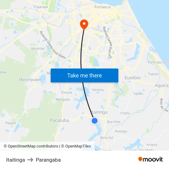 Itaitinga to Parangaba map