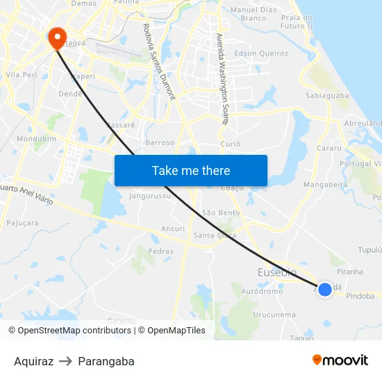 Aquiraz to Parangaba map