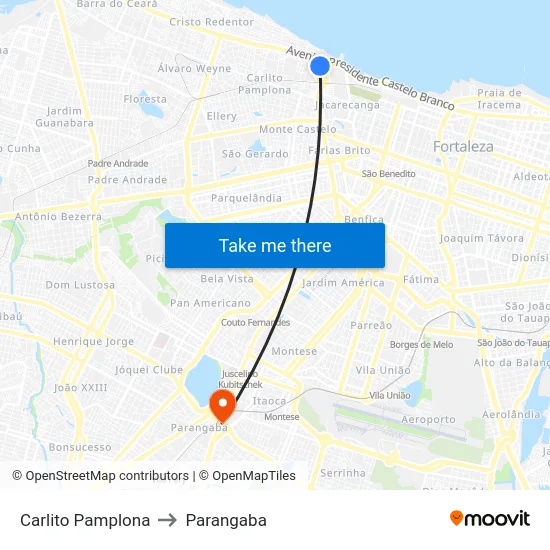Carlito Pamplona to Parangaba map