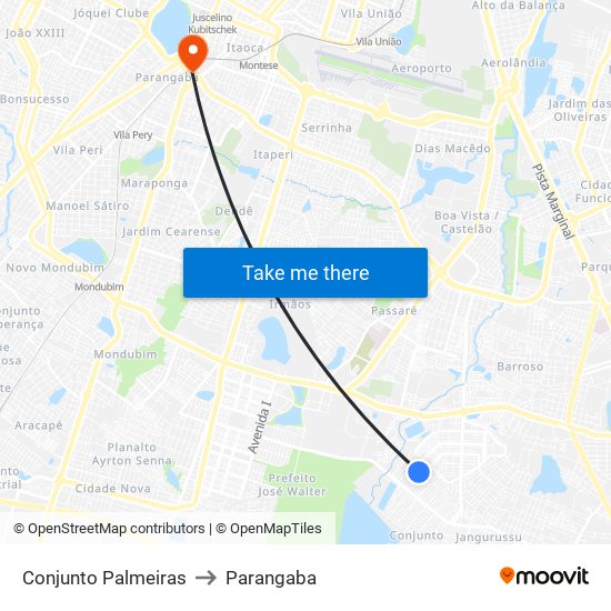 Conjunto Palmeiras to Parangaba map