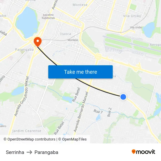 Serrinha to Parangaba map