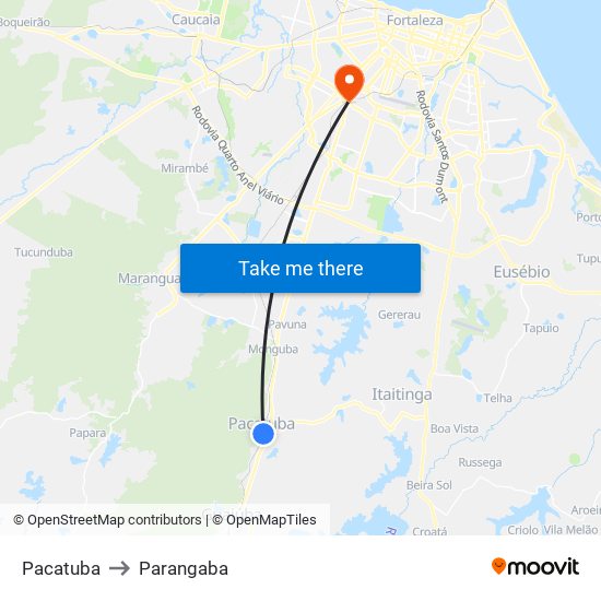 Pacatuba to Parangaba map