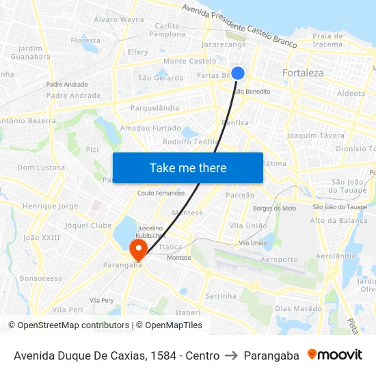 Avenida Duque De Caxias, 1584 - Centro to Parangaba map