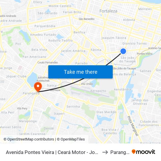 Avenida Pontes Vieira | Ceará Motor - Joaquim Távora to Parangaba map