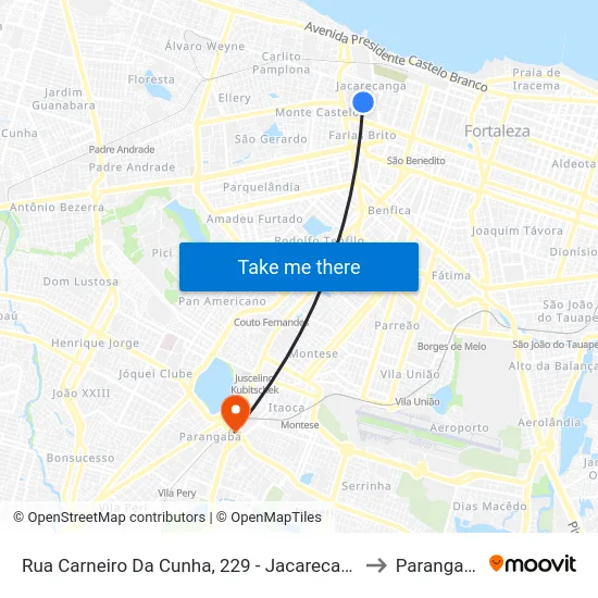 Rua Carneiro Da Cunha, 229 - Jacarecanga to Parangaba map