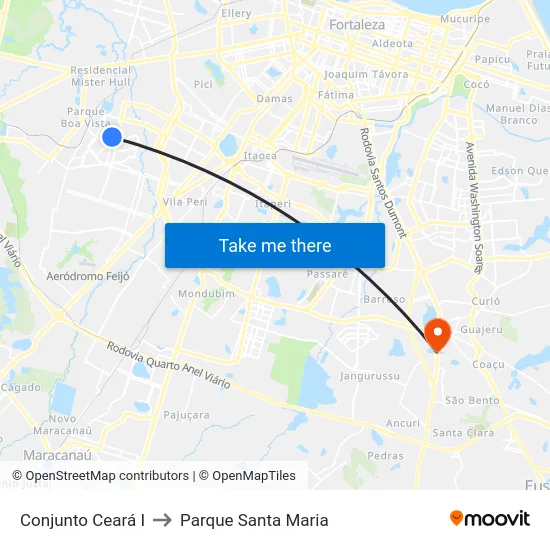 Conjunto Ceará I to Parque Santa Maria map