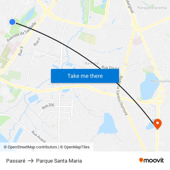 Passaré to Parque Santa Maria map