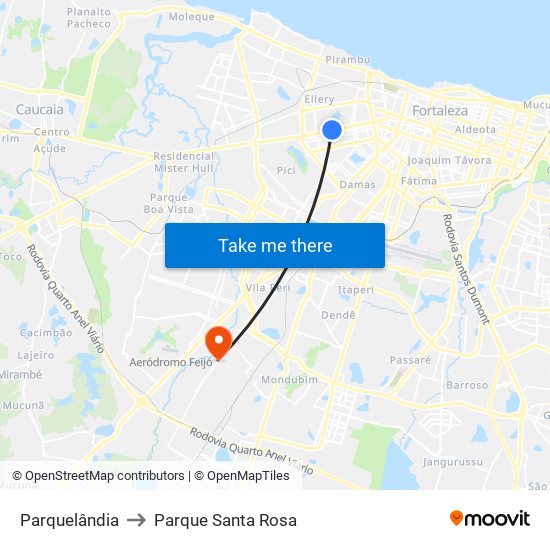 Parquelândia to Parque Santa Rosa map