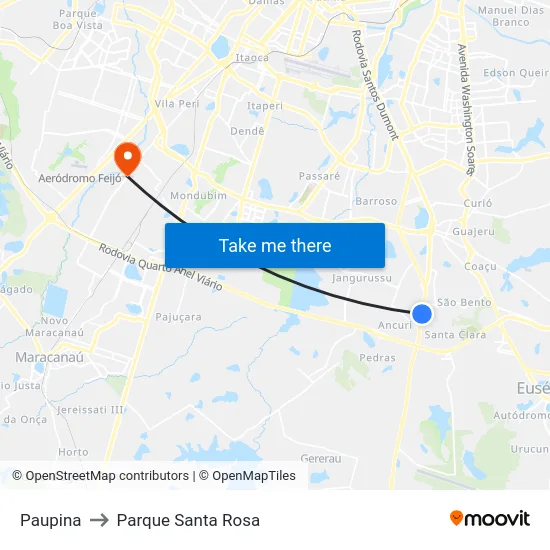 Paupina to Parque Santa Rosa map