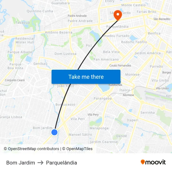 Bom Jardim to Parquelândia map