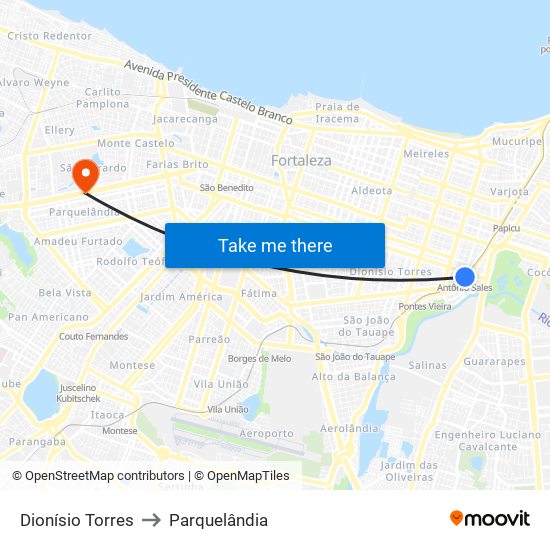 Dionísio Torres to Parquelândia map