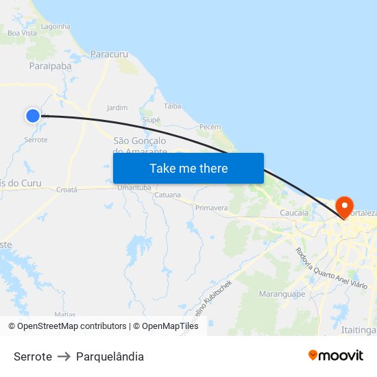 Serrote to Parquelândia map
