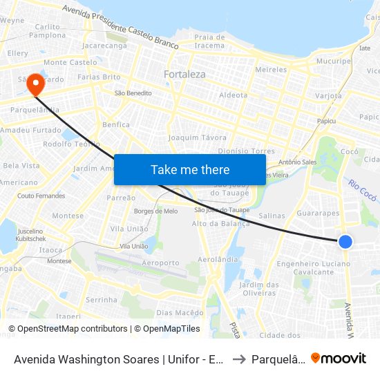 Avenida Washington Soares | Unifor - Edson Queiroz to Parquelândia map