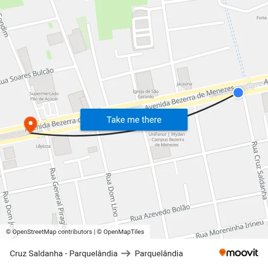 Cruz Saldanha - Parquelândia to Parquelândia map