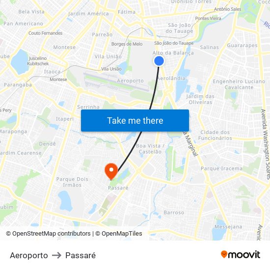 Aeroporto to Passaré map