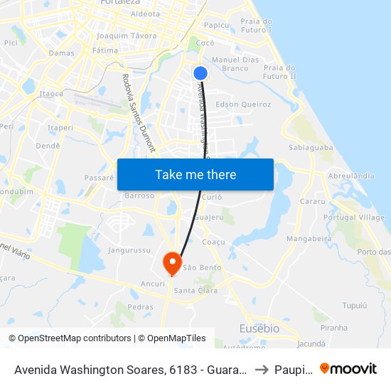 Avenida Washington Soares, 6183 - Guararapes to Paupina map