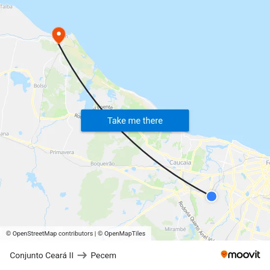 Conjunto Ceará II to Pecem map