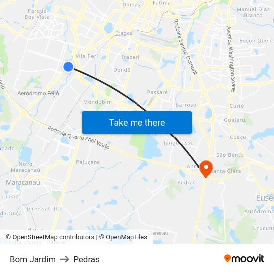 Bom Jardim to Pedras map