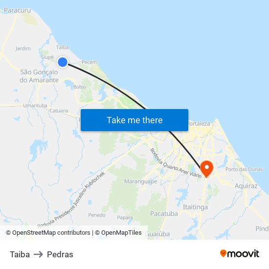 Taiba to Pedras map