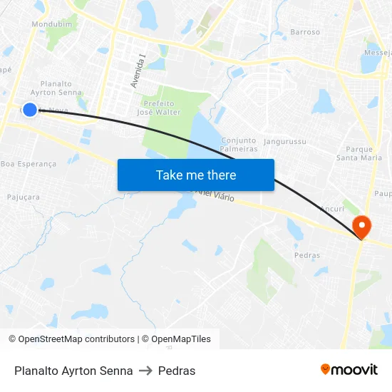 Planalto Ayrton Senna to Pedras map